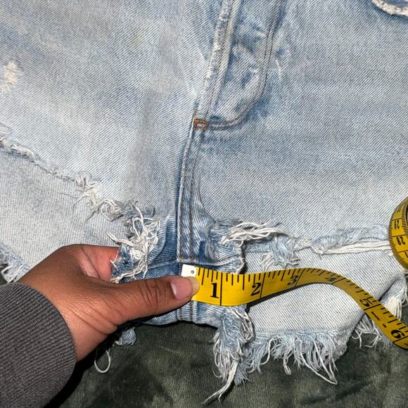 Agolde Parker Cut-Off Shorts Womens 24 Blue Denim 100% Cotton Pockets Distressed - Picture 7 of 9